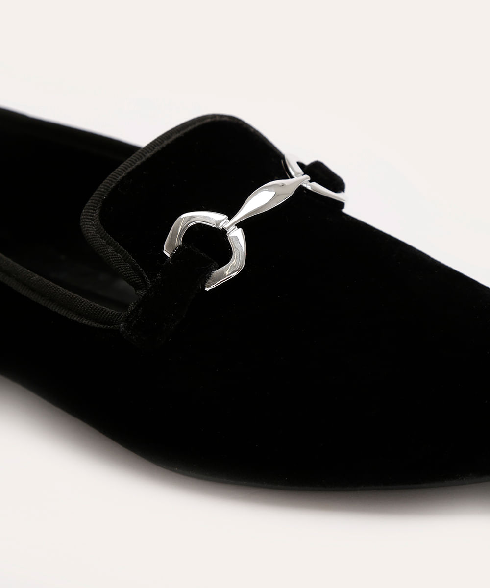 mocassim de veludo com bridão via uno preto