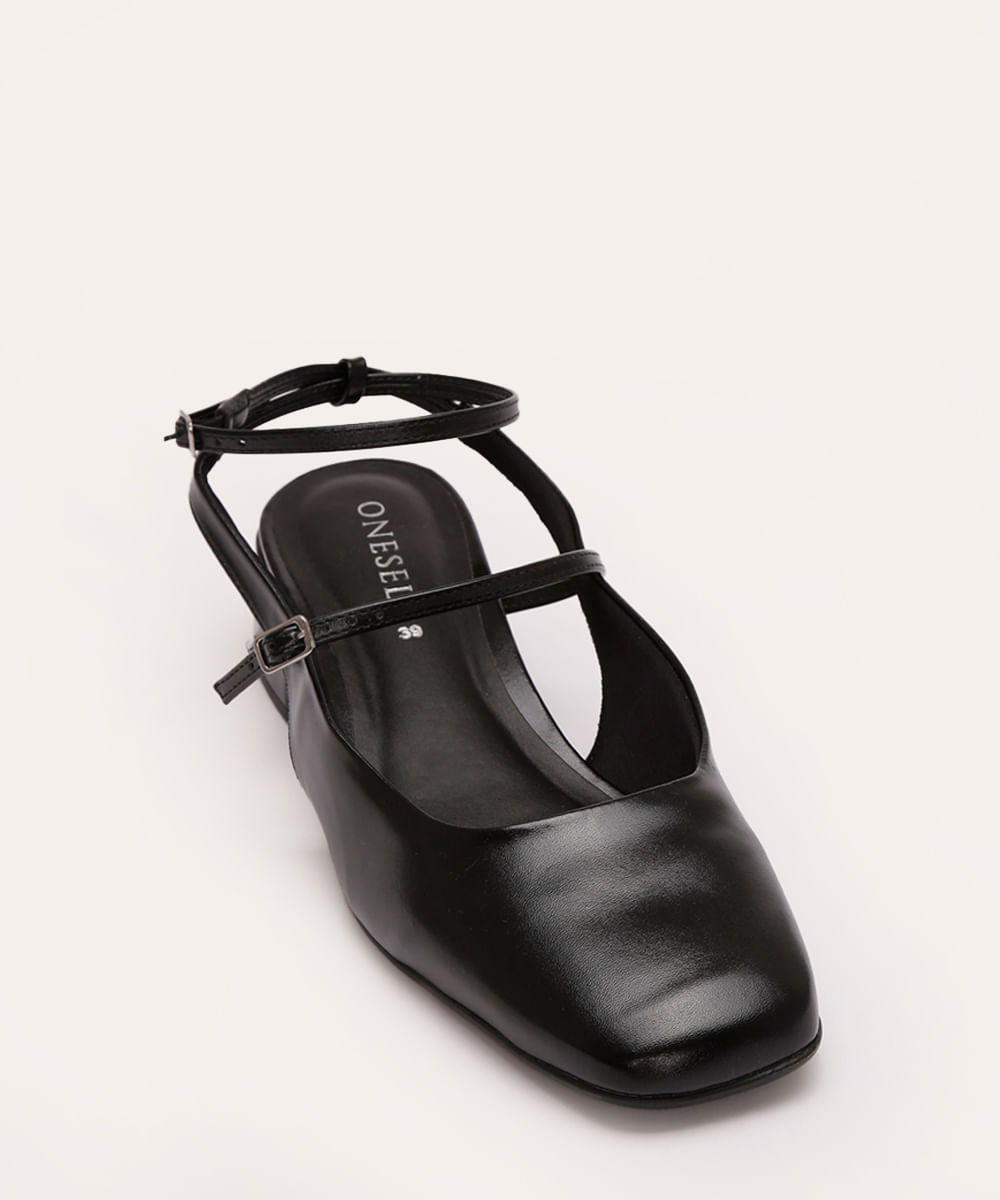 scarpim bico quadrado salto baixo oneself preto