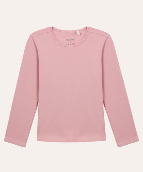 blusa básica de algodão infantil rosa