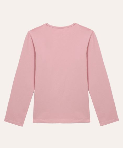 blusa básica de algodão infantil rosa