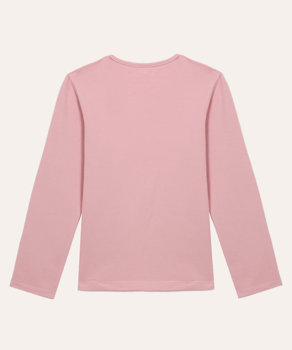 blusa básica de algodão infantil rosa