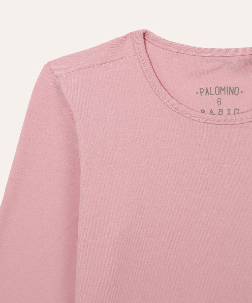 blusa básica de algodão infantil rosa