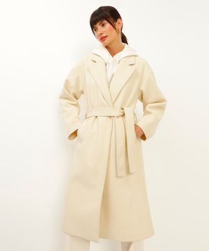 casaco trench coat com faixa bege