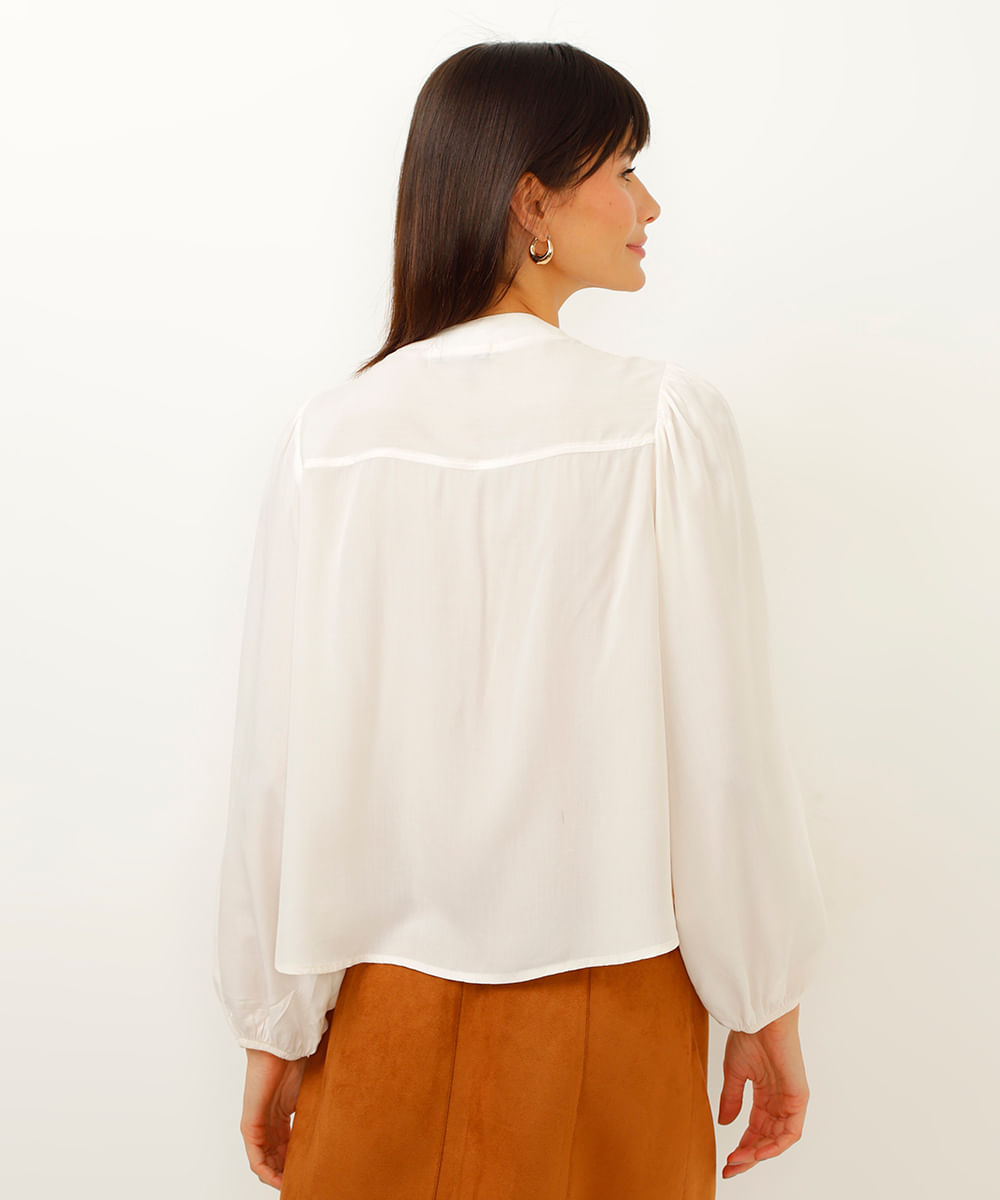blusa com manga longa bufante off white