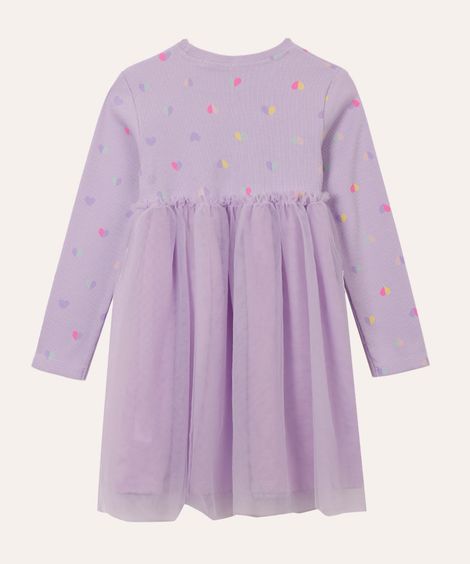 vestido infantil com tule e corações