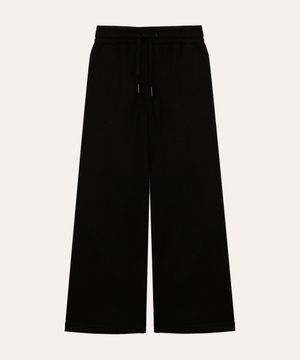 calça wide leg de moletom infantil preta
