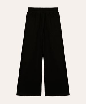 calça wide leg de moletom infantil preta