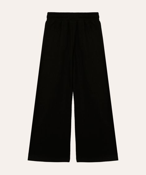 calça wide leg de moletom infantil preta