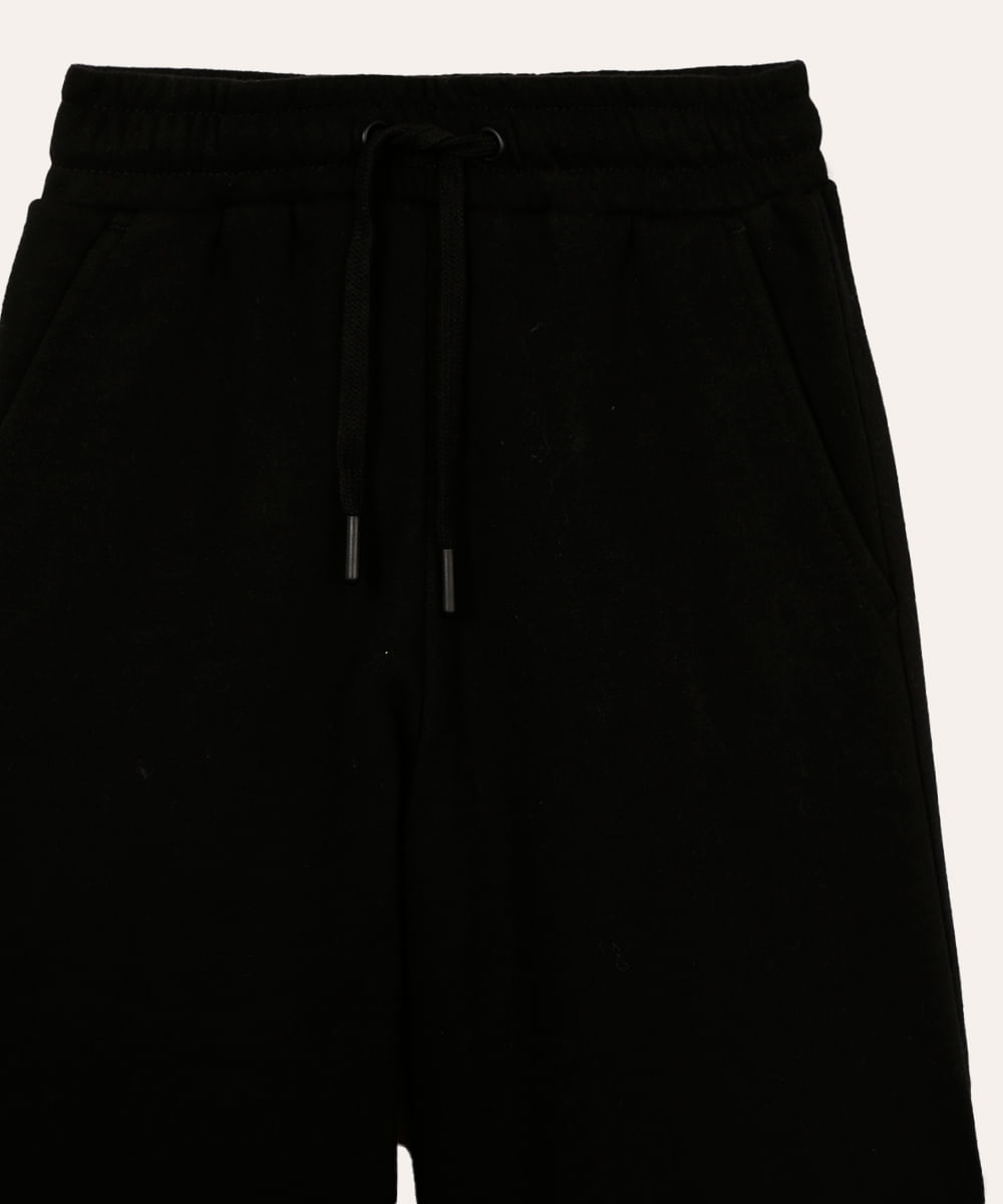 calça wide leg de moletom infantil preta