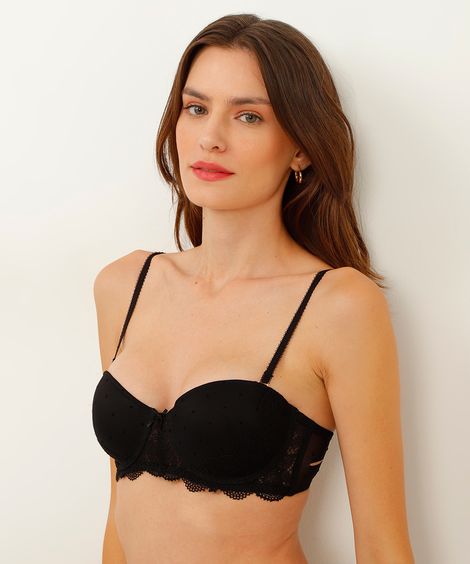 sutiã de renda alças removíveis preto