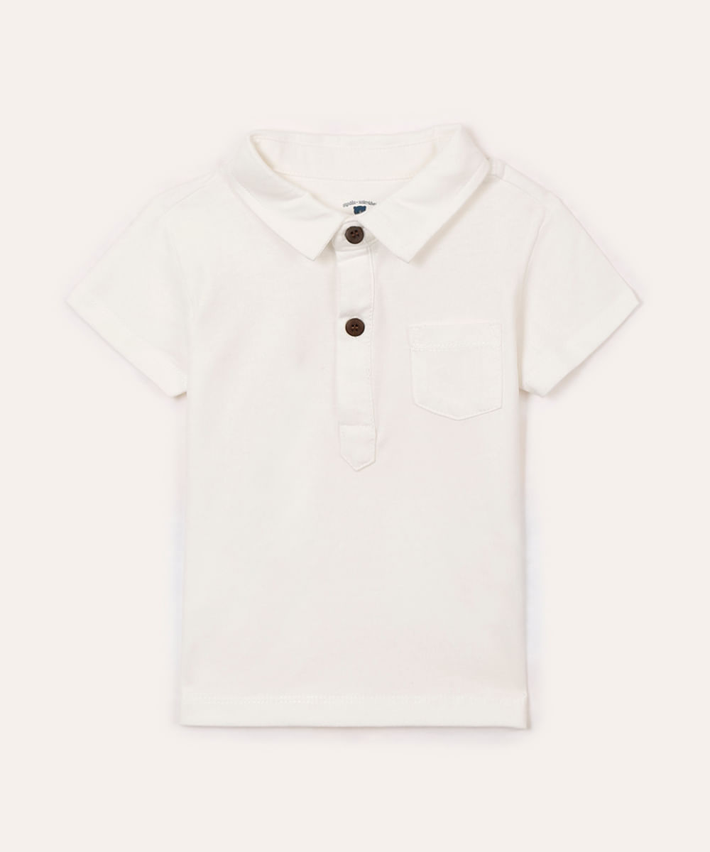 conjunto infantil com polo e suspensório off white
