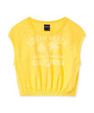 Blusa Teen Feminina Amora Flamê Fio Puro Amarelo