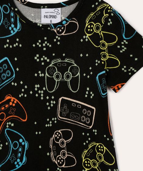pijama curto infantil game preto
