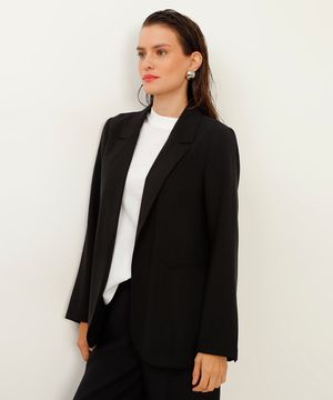 blazer de viscose alongado - preto