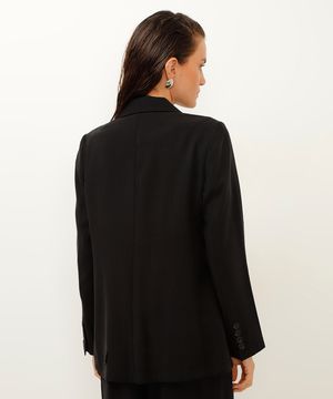 blazer de viscose alongado preto