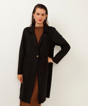 casaco trench coat aveludado preto