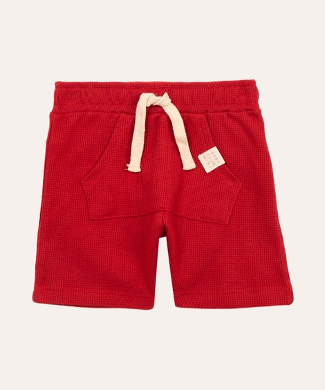 bermuda texturizada infantil com bolsos vermelho