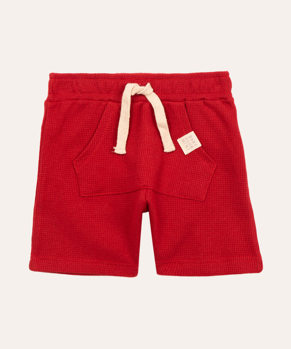 bermuda texturizada infantil com bolsos vermelho