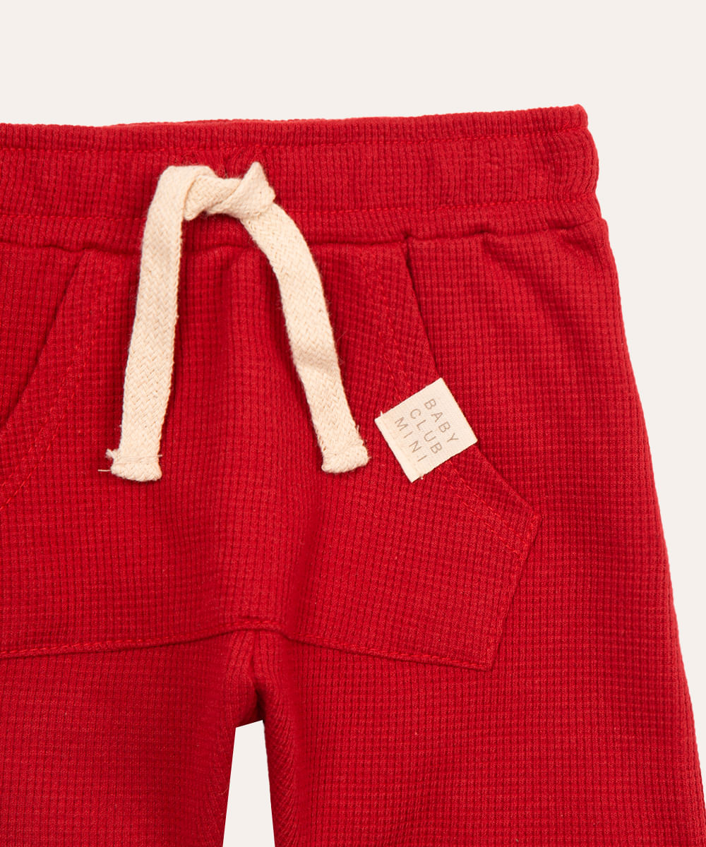 bermuda texturizada infantil com bolsos vermelho
