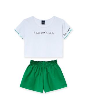 Conjunto Teen Blusa Short Amora Branco