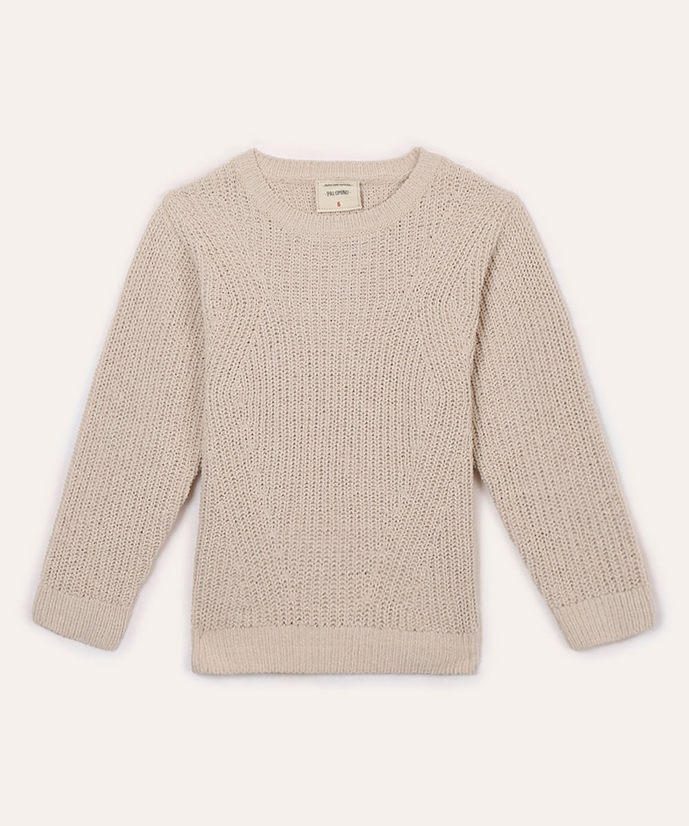 suéter de tricot infantil bege