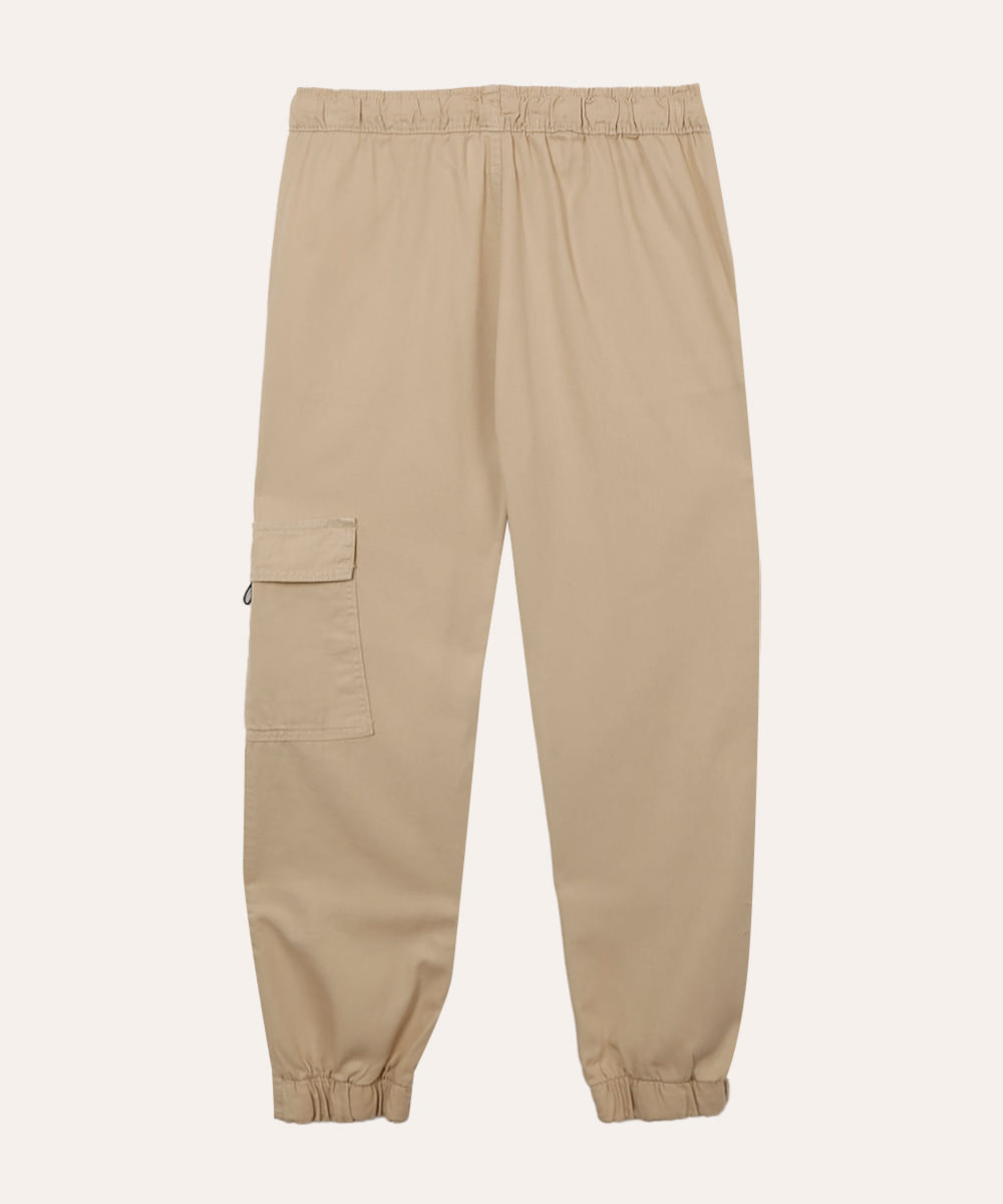 calça jogger de sarja juvenil bege