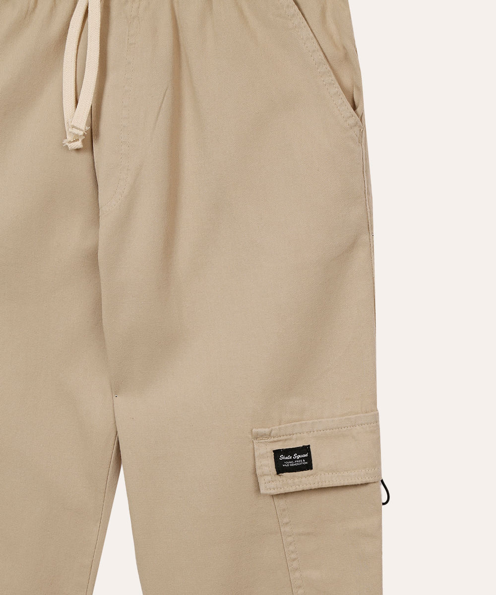 calça jogger de sarja juvenil bege