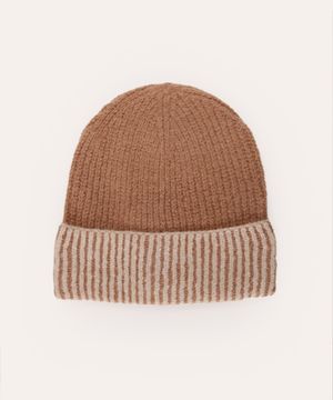 gorro de tricot canelado marrom