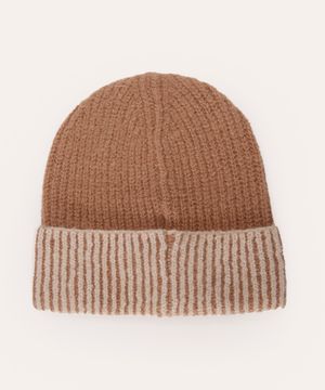 gorro de tricot canelado marrom