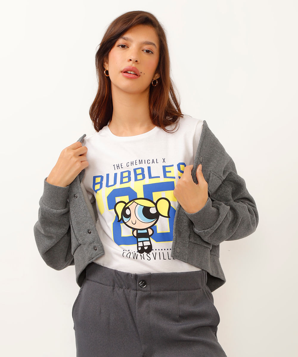 camiseta de algodão as meninas super poderosas off white