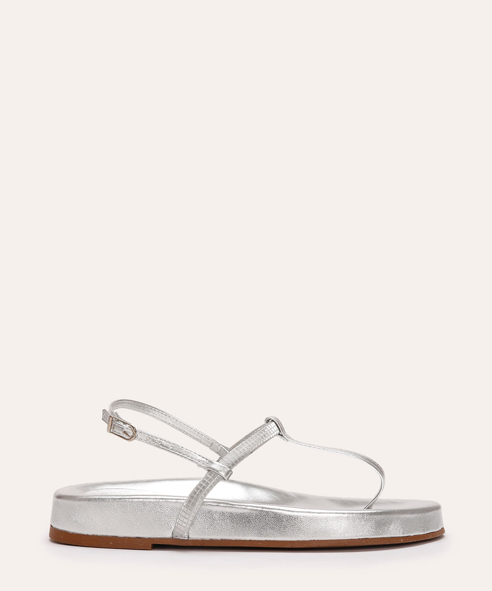 rasteirinha flatform metalizada oneself prateada