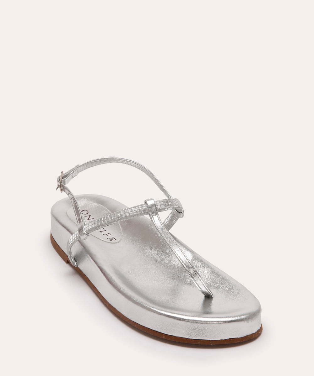 rasteirinha flatform metalizada oneself prateada
