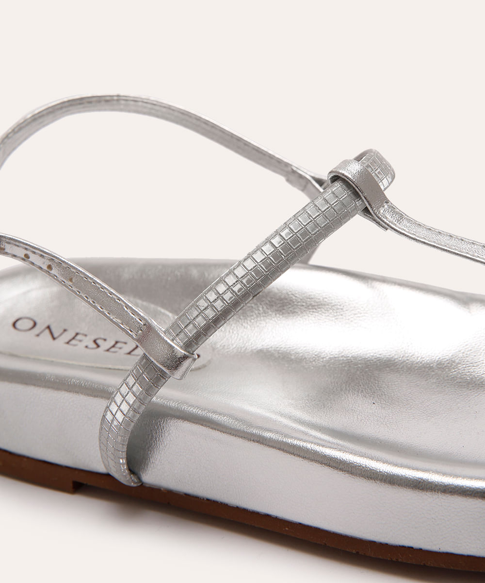 rasteirinha flatform metalizada oneself prateada