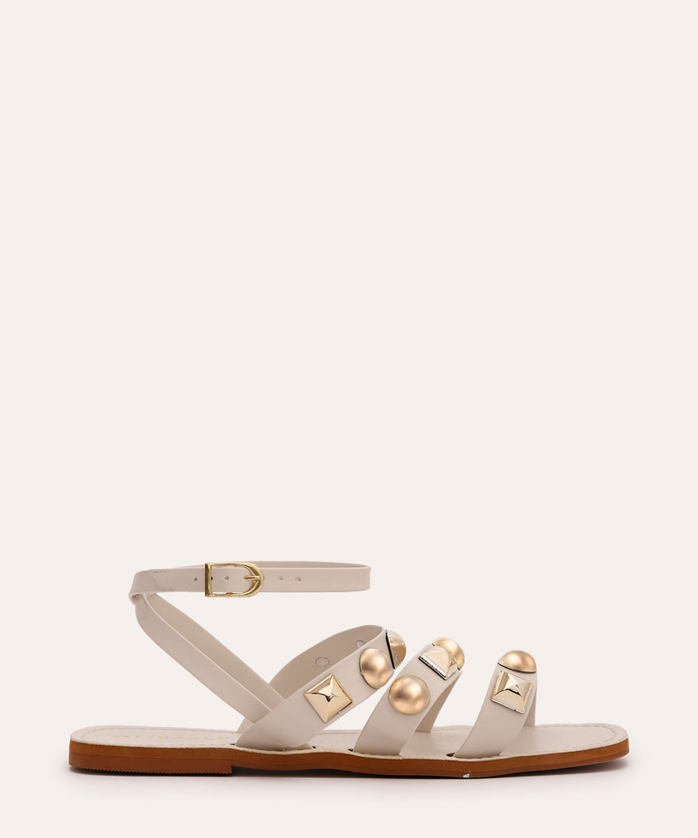 rasteirinha com tiras e tachas oneself off white