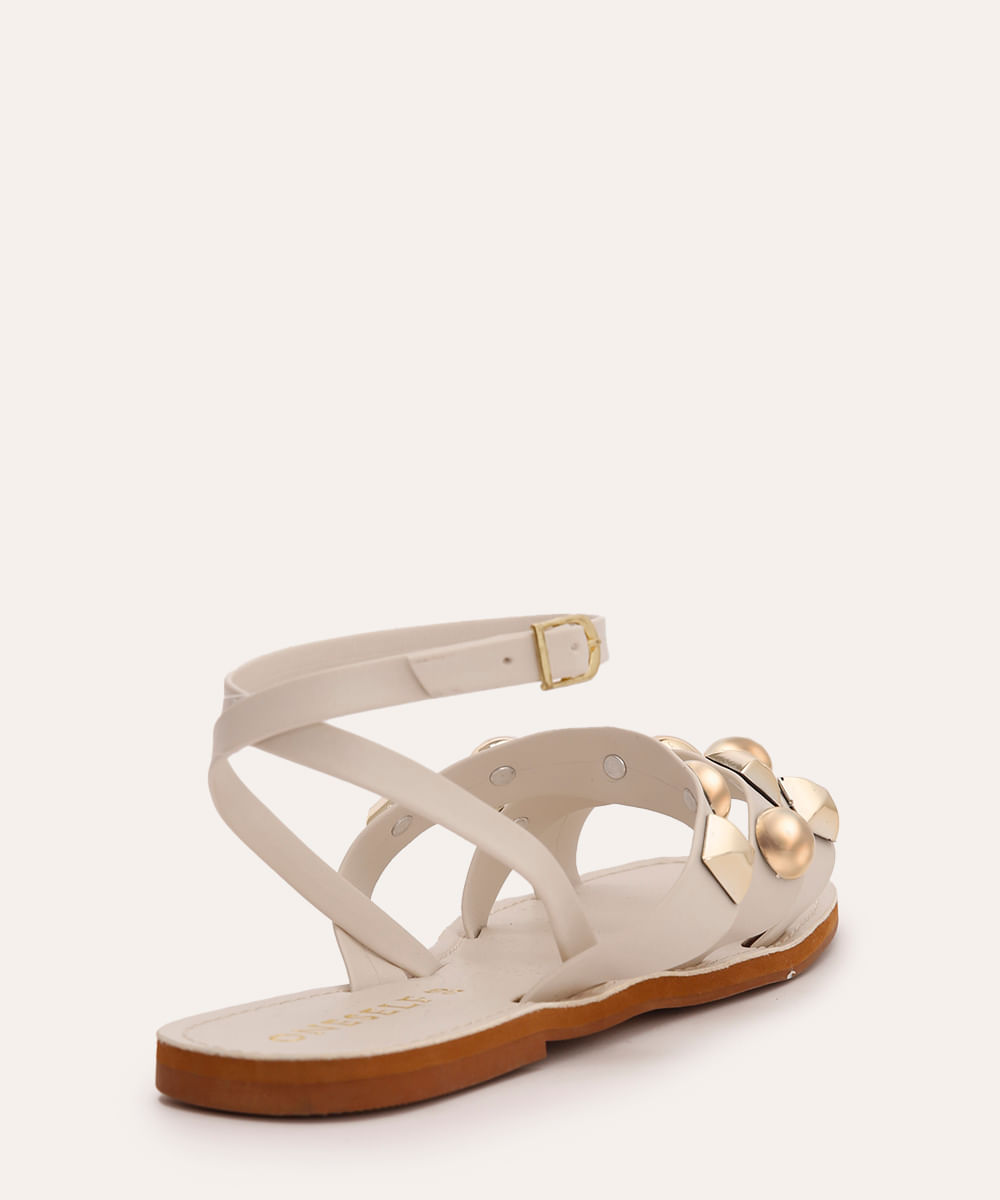 rasteirinha com tiras e tachas oneself off white