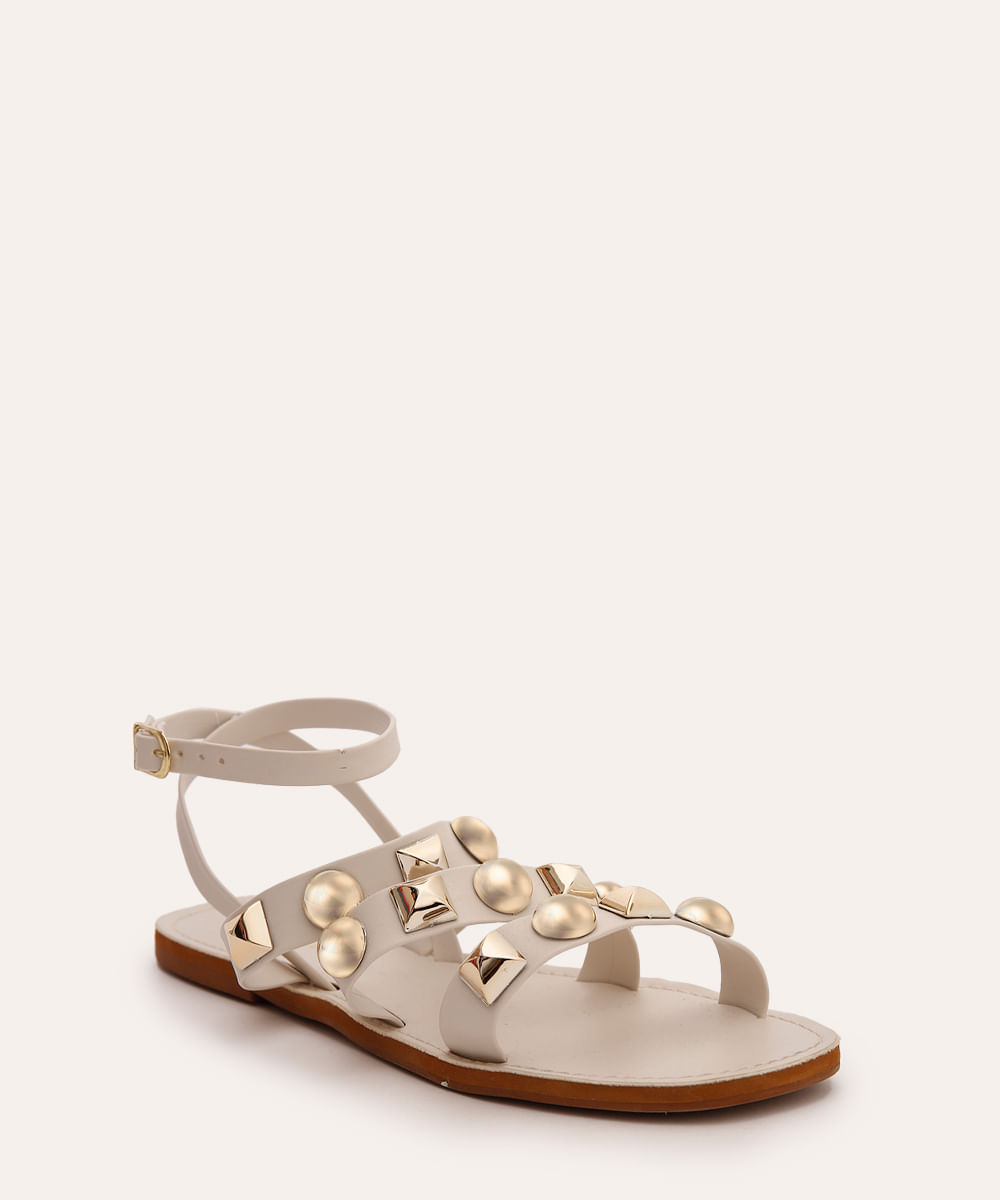 rasteirinha com tiras e tachas oneself off white