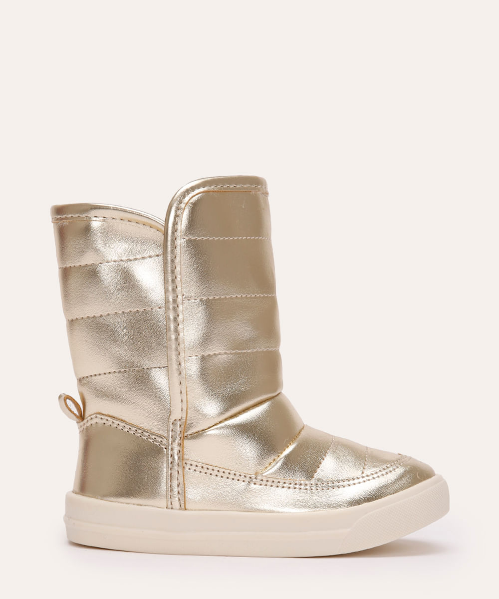 bota cano médio infantil metalizada dourado