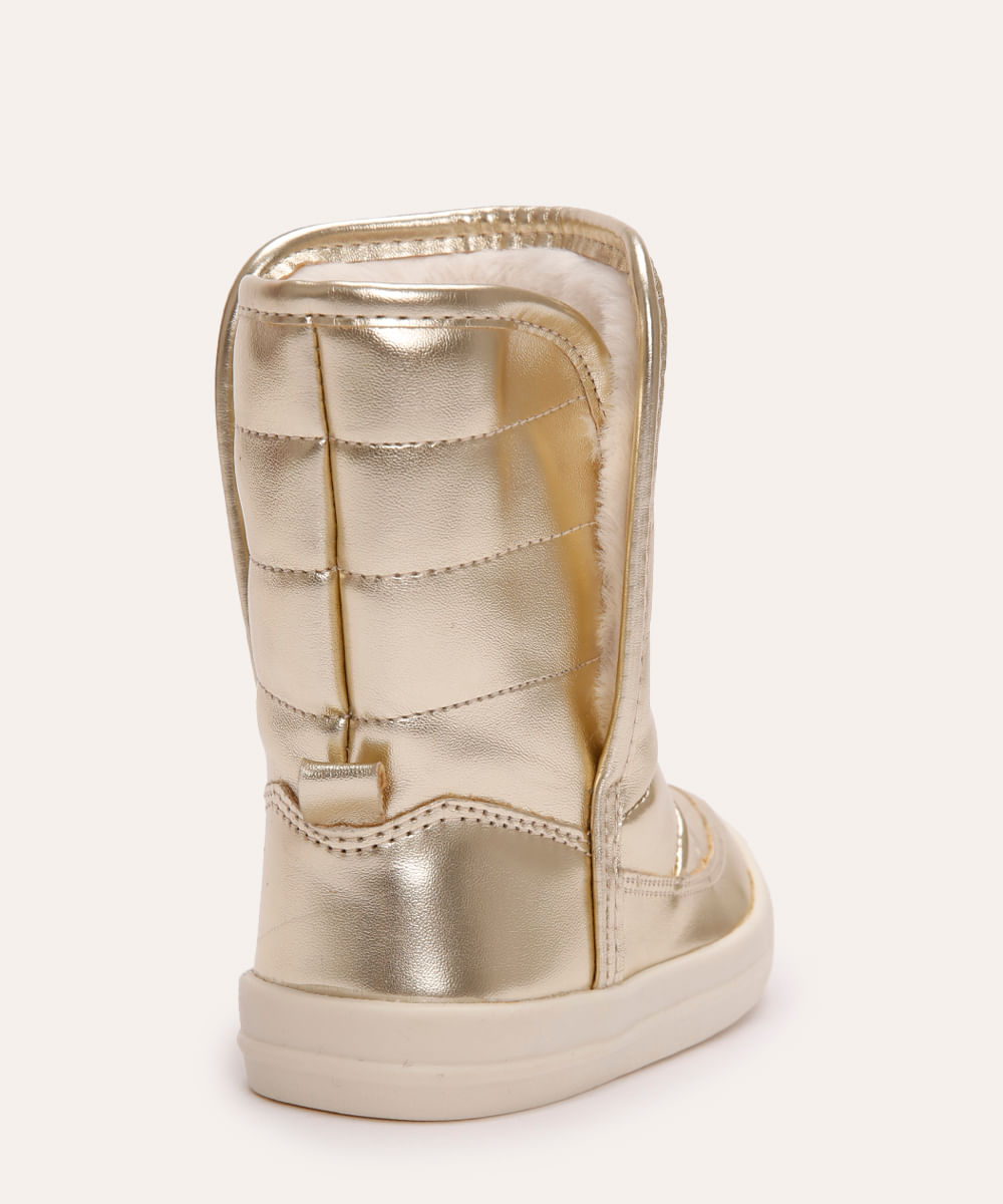 bota cano médio infantil metalizada dourado