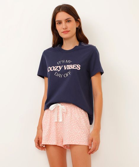short de pijama coração rosa