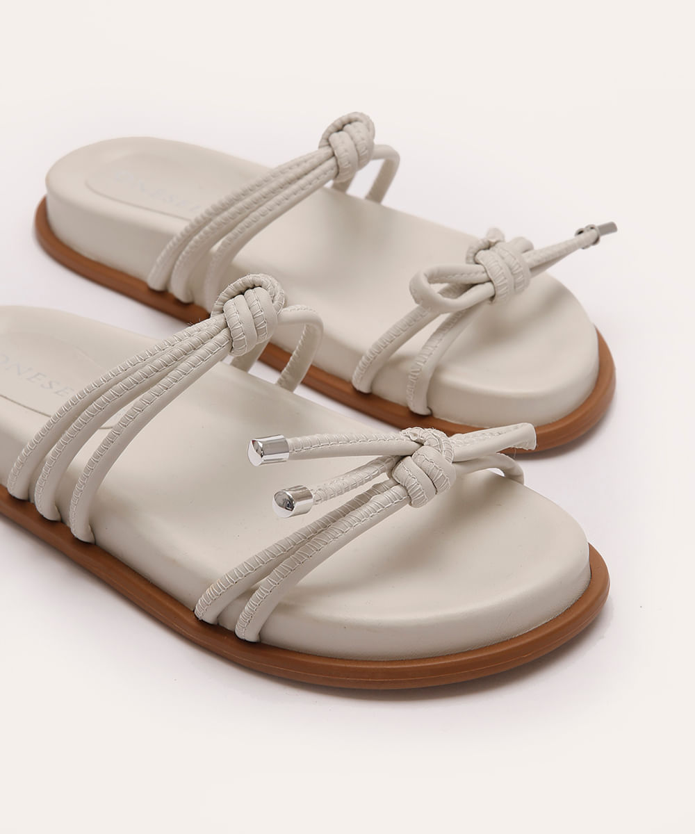 rasteirinha flatform tiras com nó e laço oneself off white