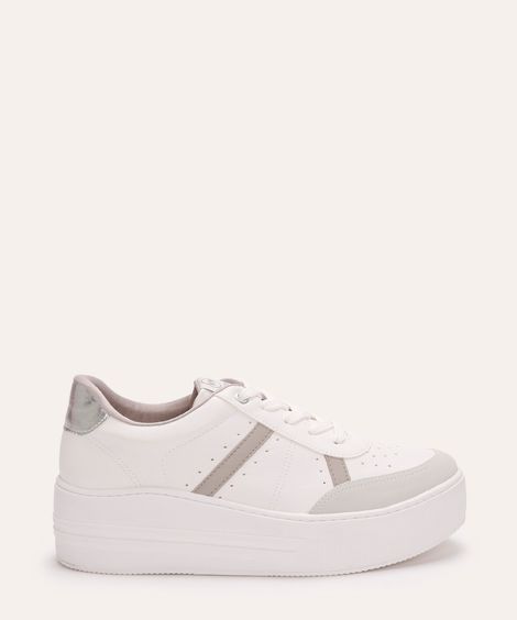tênis casual flatform com recorte via marte branco