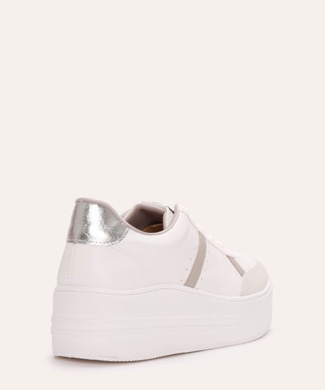 tênis casual flatform com recorte via marte branco