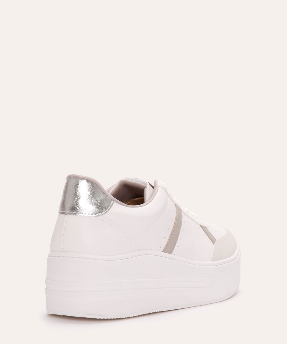 tênis casual flatform com recorte via marte branco