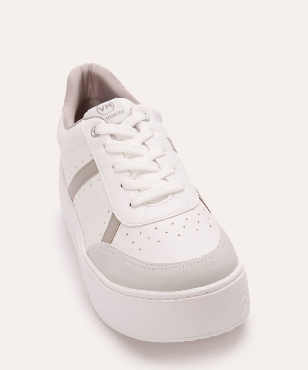 tênis casual flatform com recorte via marte branco
