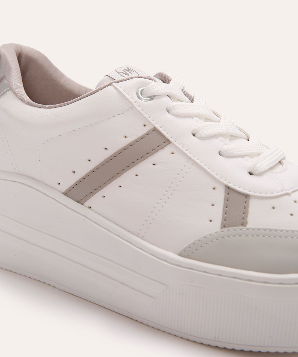 tênis casual flatform com recorte via marte branco