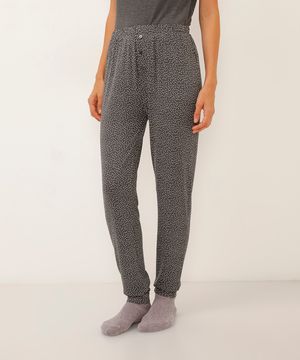 calça pijama de viscose poá cinza