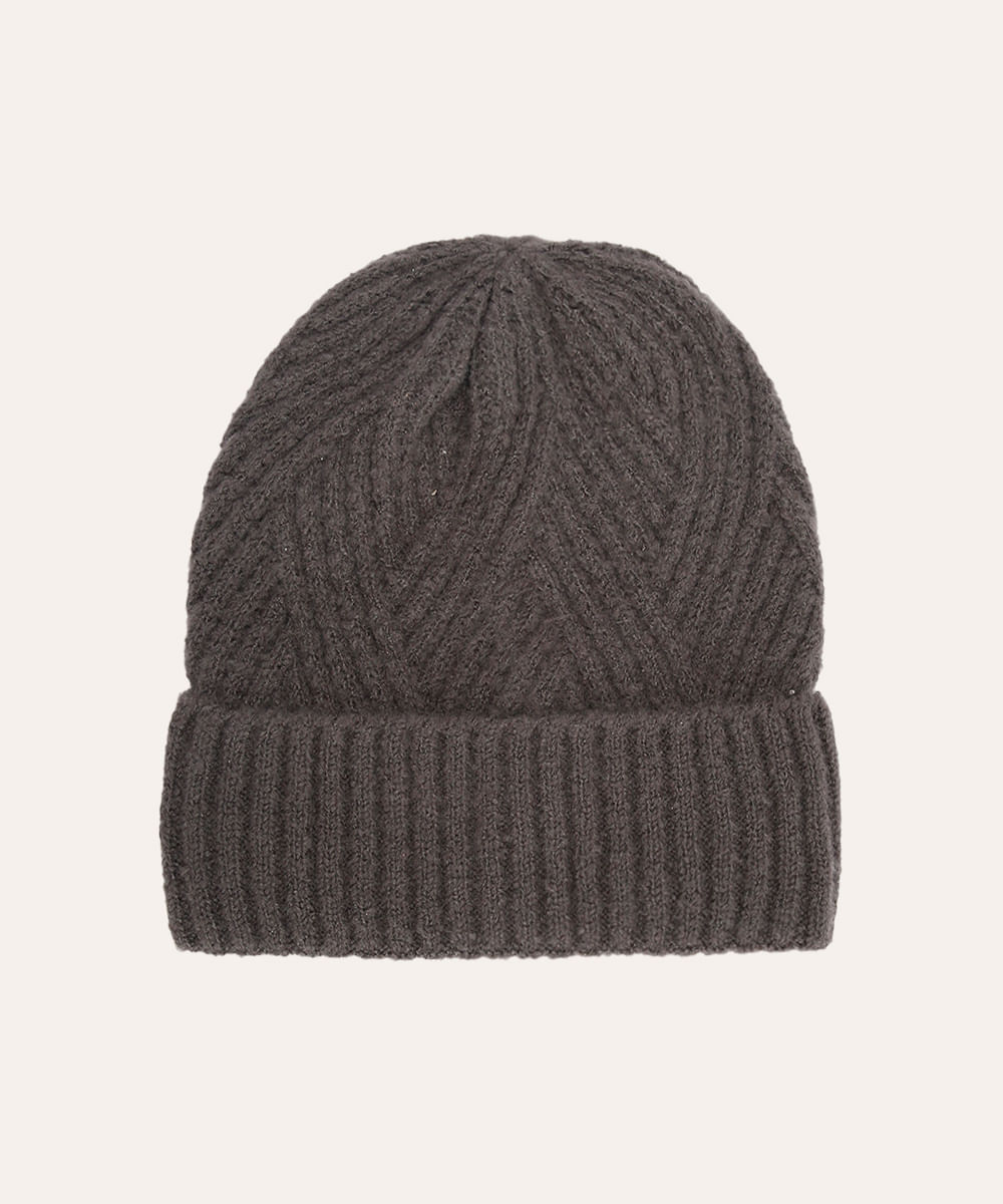 gorro de tricot cinza