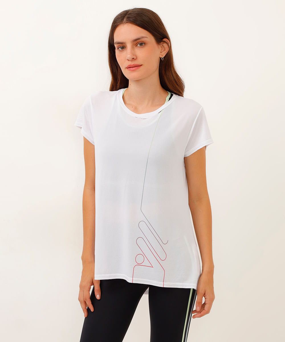 camiseta manga curta esportiva branca