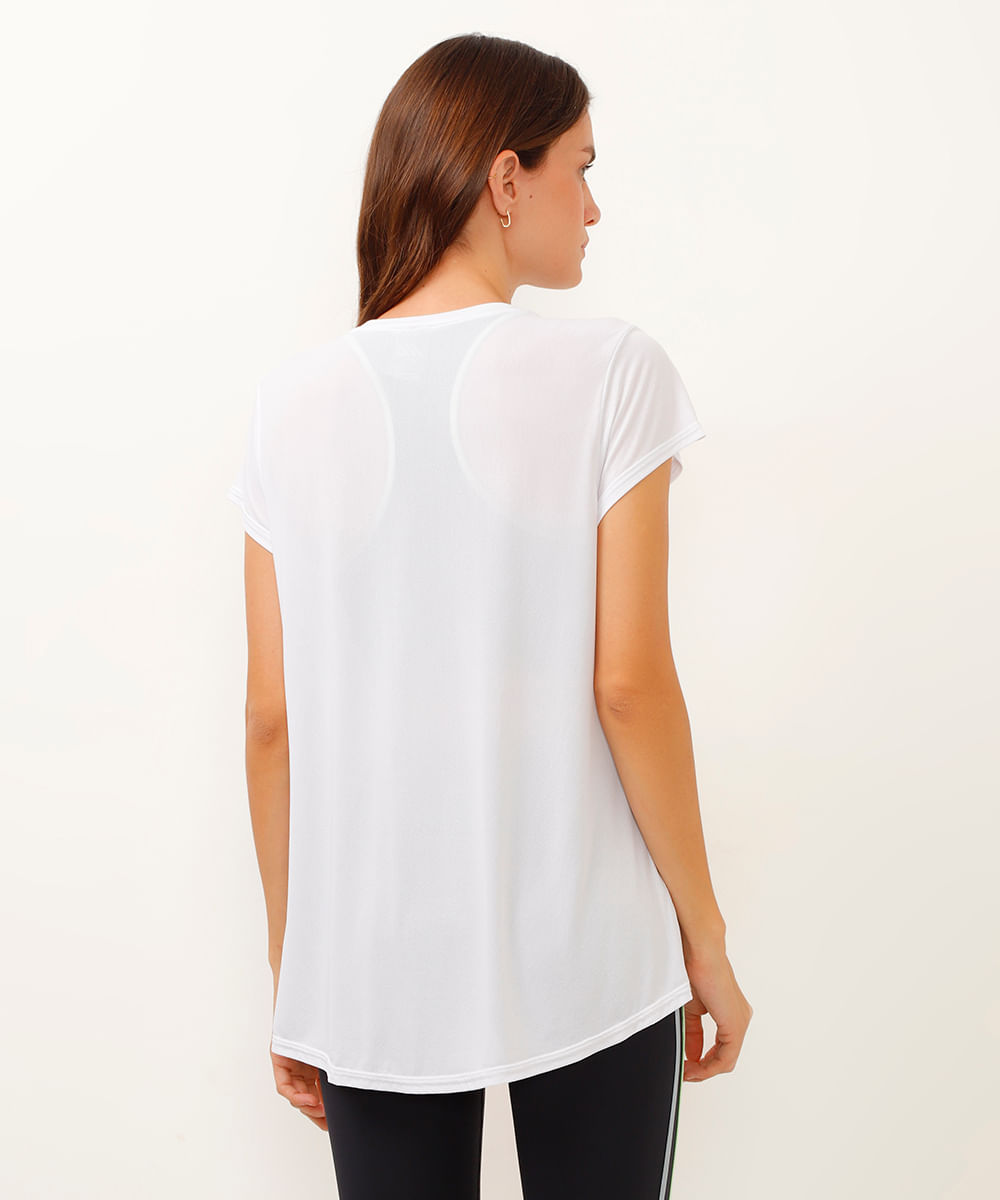 camiseta manga curta esportiva branca