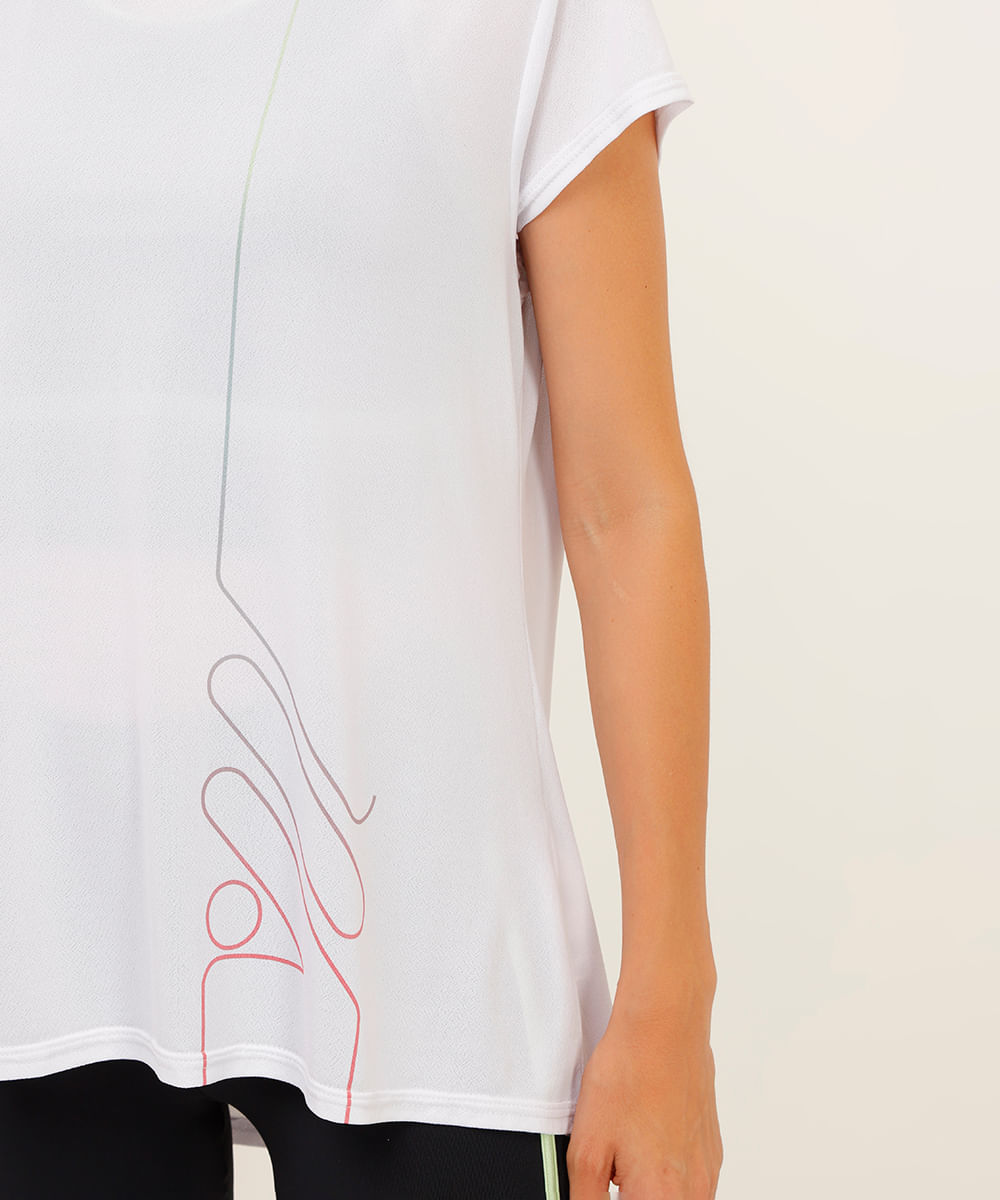camiseta manga curta esportiva branca